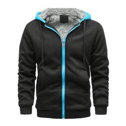 Skrsila Herren Kapuzenpullover mit Reißverschluss Langarm Kapuzenjacke Winter Warm Fleece Gefüttert Fleecejacke Sweatjacke mit Kapuze Winterjacke Schwarz XXL von Skrsila