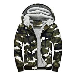 Skrsila Herren Kapuzenpullover mit Reißverschluss Langarm Kapuzenjacke Winter Warm Fleece Gefüttert Sweatshirt Fleecejacke Sweatjacke mit Kapuze Winterjacke Grün XL von Skrsila