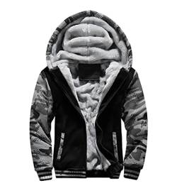 Skrsila Herren Kapuzenpullover mit Reißverschluss Langarm Kapuzenjacke Winter Warm Fleece Gefüttert Sweatshirt Fleecejacke Sweatjacke mit Kapuze Winterjacke Schwarz 3XL von Skrsila