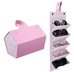 Skybook Brillenorganizer für 5 Brillen Reisen Sonnenbrillen Brillenbox zur Aufbewahrung Tragbar Brillenetui für Damen Herren (Rosa) von Skybook