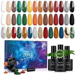 Skymore UV Nagellack Gel Nagellack UV Lack 23x8ml Gel Polish 20 Farben Gellack UV Lacke für Nägel UV Gel Nagellack mit Basecoat Topcoat, Gelnagellack für UV Lampe, Ideal Nagellack Geschenk für Frauen von Skymore