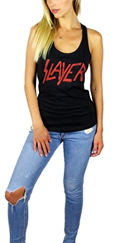 Slayer Damen Tanktop mit Distressed-Logo, Schwarz - Schwarz - Groß von Slayer