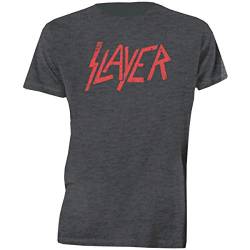 Slayer Herren Distressed Logo T-Shirt, grau, M von Slayer