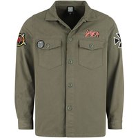 Slayer Langarmhemd - Slayer Military Shirt - Shacket - S bis 3XL - für Männer - Größe 3XL - khaki  - Lizenziertes Merchandise! von Slayer
