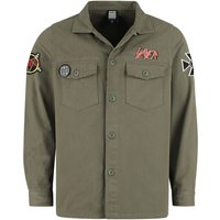 Slayer Langarmhemd - Slayer Military Shirt - Shacket - S bis 3XL - für Männer - Größe L - khaki  - Lizenziertes Merchandise! von Slayer