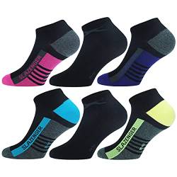 Slazenger 6 Paar Knöchellange Sneakersocken - Jede Verwendung - Gekämmte Baumwolle - Frau (Mehrfarbig Schwarz, 35-38) von Slazenger