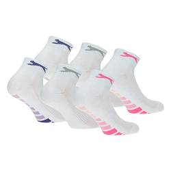 Slazenger 6 Paar Quarter socken für Damen, Höhe über dem Knöchel, Frottiereinlegesohle, ausgezeichnete Qualität aus gekämmter Baumwolle (Weiß, 39-42) von Slazenger