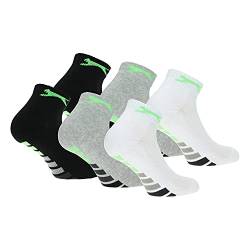 Slazenger 6 Paar Quarter socken für Damen, Höhe über dem Knöchel, Frottiereinlegesohle, ausgezeichnete Qualität aus gekämmter Baumwolle (Weiß, Schwarz, Grau, 39-42) von Slazenger