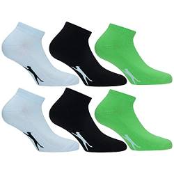 Slazenger 6 Paar Sneakers Socken Knöchelhöhe - für Sportliche Aktivitäten - Bequeme Manschette - Terry Einlegesohle - Baumwolle - Herren (Mehrfarbig Grün, 39-42) von Slazenger