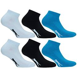 Slazenger 6 Paar Sneakers Socken Knöchelhöhe - für Sportliche Aktivitäten - Bequeme Manschette - Terry Einlegesohle - Baumwolle - Herren (Mehrfarbig Hellblau, 39-42) von Slazenger