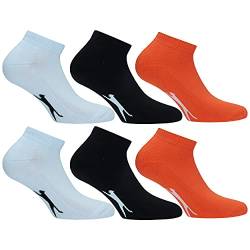 Slazenger 6 Paar Sneakers Socken Knöchelhöhe - für Sportliche Aktivitäten - Bequeme Manschette - Terry Einlegesohle - Baumwolle - Herren (Mehrfarbig Orange, 39-42) von Slazenger