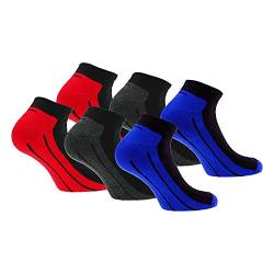 Slazenger 6 Paar Socken Bequeme Herrensneaker, Frottiereinlegesohle, ausgezeichnete Qualität gekämmter Baumwolle (Bluette, Rot, Grau, 39-42) von Slazenger