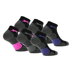 Slazenger 6 Paar Sportsocken Damen Sneaker, Piquet Herstellung, ausgezeichnete Qualität der gekämmten Baumwolle (Schwarz, 39-42) von Slazenger