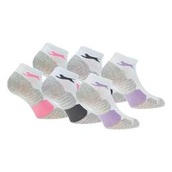 Slazenger 6 Paar Sportsocken Damen Sneaker, Piquet Herstellung, ausgezeichnete Qualität der gekämmten Baumwolle (Weiß, 39-42) von Slazenger