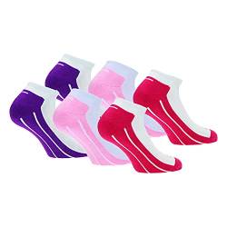 Slazenger 6 Paar bequeme Damen-Sneakersocken, Frottee-Innensohle, gekämmte Baumwolle von ausgezeichneter Qualität (Weiß-Pink, Weiß-Lila, Weiß-Rot, 35-38) von Slazenger