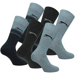 Slazenger 6 Paar bequeme Stretch-Socken für Herren Mittlere Wadenhöhe, Baumwolle, Elastische Faser Lycra (Grau Mix, 43-46) von Slazenger