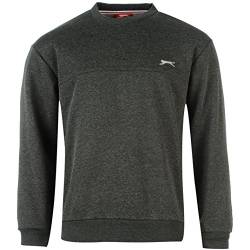 Slazenger Herren Fleece Rundhals Langarm Freizeit Strickpullover Pullover Pulli Grau XXXX Large von Slazenger