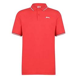 Slazenger Herren Tipped Polo Shirt Kurzarm Polohemd Streifen Details Kirschrot M von Slazenger