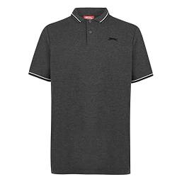 Slazenger Tipped Herren Polo Poloshirt T Shirt Kurzarm Classic Fit Tee Charcoal Marl L von Slazenger