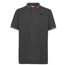Slazenger Tipped Herren Polo Poloshirt T Shirt Kurzarm Classic Fit Tee Charcoal Marl XXXL von Slazenger