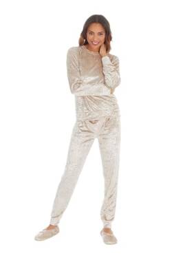 Sleep Snob Damen Warm Fleece Pyjama Pannesamt Schlafanzugset Winter | Flauschige Loungewear Langärm (M, Gold) von Sleep Snob