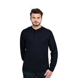 Sleepdown Herren Langärmeliges 100% Baumwolle T-Shirt, Schwarz, XL von Sleepdown