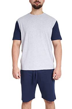 Sleepdown Herren Mens Pyjamas Set Pyjamaset, Grey Navy, S von Sleepdown