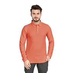 Sleepdown Herren Poloshirt aus 100% Baumwolle, Langärmelig Polohemd, Orange, XL von Sleepdown