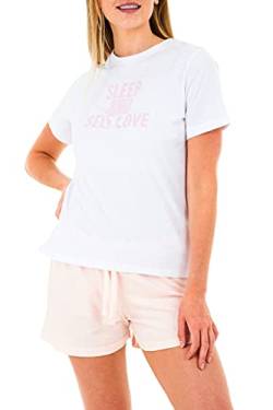 Sleepdown Herren Womens Ladies Pyjamas Pyjamaset, White Pink, XXL von Sleepdown