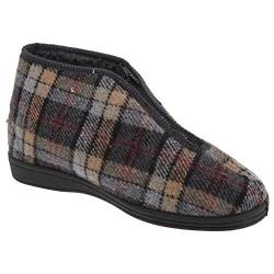 Sleepers Herren Jed II Thermo-Hausschuhe/Pantoffeln mit Reißverschluss, kariert (43 EUR) (Grau) von Sleepers