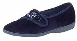 Sleepers Jolene Damen Hausschuhe mit Klettverschluss, Blumenmotiv (37 EUR) (Marineblau) von Sleepers