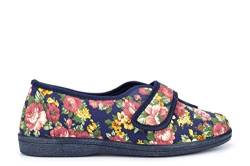 Sleepers Wilma Damen Hausschuhe mit Klettverschluss, Blumenmuster (36 EU) (Marineblau) von Sleepers