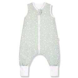 Sleeping Rebels® Baby Schlafsack mit Füßen Sommer - Sommerschlafsack mit Beinen Bio-Baumwolle - Babyschlafsack - Schlafsack Kinder - 1.0 TOG - Oeko-TEX - Premium Qualität (Sage, 70) von Sleeping Rebels