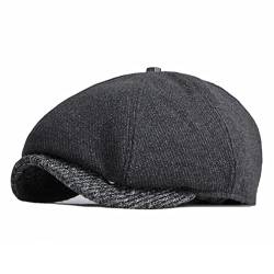 Sleeping forest Schiebermütze mit Ohrenklappen Tellermütze Damen Schirmmütze Herren Newsboy Cap Fischgräten Fischgräten Mütze Flat Cap Retro Herren Shelby Mütze Unisex Sommer/WinterSchwarz(L) von Sleeping forest