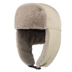 Sleeping forest Winter Trappermütze Männer WintermüTZE Herren with Ear Flaps Ushanka Aviator Hat Bequem Unisex Kunstfellmütze Winddicht Fliegermütze Einstellbar Fellmütze mit Ohrenklappen Khaki von Sleeping forest