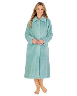 Slenderella Damen-Bademantel mit Knöpfen, superweich, Waffel-Fleece, 3 Farben, grün, 48 von Slenderella