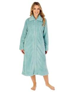 Slenderella Damen-Bademantel mit Reißverschluss, weiches Waffel-Fleece, grün, 42 von Slenderella