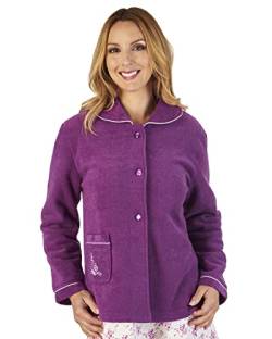 Slenderella Damen Bettjacke aus Fleece, bestickt, 63,5 cm, Größe S - 3XL, pflaume, 42 von Slenderella