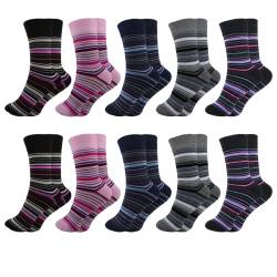 PREMIUM Socken 10er Pack Hochwertige Baumwolle Damen Socken Mädchen Freizeit Strümpfe ohne Gummidruck Art.80. 35-38, Streifen 809 von Sleques