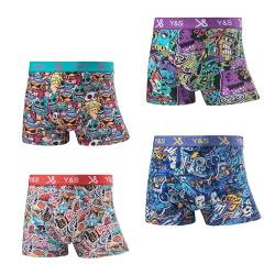 Sleques Boxershorts 4er Pack Hochwertige Kinder Unterhosen Optimaler Modal Shorts für Jungen Farbenvielfalt Größe 158-170 A.85270 (158, 4er Pack PS-85270) von Sleques
