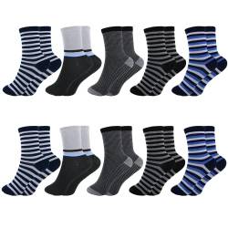 Sleques Jungen Socken 10er Pack Hochwertige Baumwolle Kinder Strümpfe Kids Socks Einzigartige Muster Größe 23-38 (23-26, S-100 Streifen) von Sleques