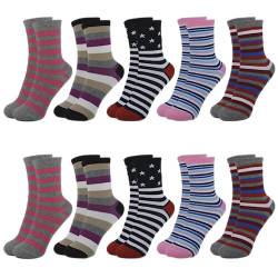 Sleques Mädchen Socken 10er Pack Hochwertige Baumwolle Kinder Strümpfe Kids Socks Einzigartige Muster Größe 23-38 (35-38, Mädchen Streifen S-101) von Sleques