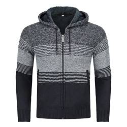 Herren Pullover Reißverschluss Strickjacke mit Kapuze Pullover Herbst und Winter warme Jack Baumwolle von Sliktaa