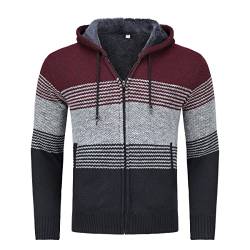 Herren Pullover Reißverschluss Strickjacke mit Kapuze Pullover Herbst und Winter warme Jack Baumwolle von Sliktaa