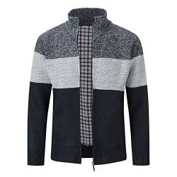 Herren Strickjacke, Grobstrick Jacke, Durchgehender Reißverschluss, Stehkragen, klassisch, Lange Ärmel von Sliktaa