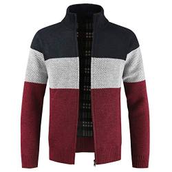 Herren Strickjacke, Grobstrick Jacke, Durchgehender Reißverschluss, Stehkragen, klassisch, Lange Ärmel von Sliktaa