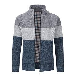 Herren Strickjacke, Grobstrick Jacke, Durchgehender Reißverschluss, Stehkragen, klassisch, Lange Ärmel von Sliktaa