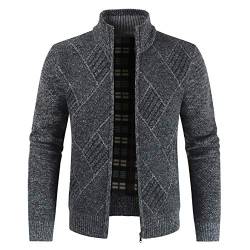 Herren Strickjacke, Grobstrick Jacke, Durchgehender Reißverschluss, Stehkragen, klassisch, Lange Ärmel von Sliktaa