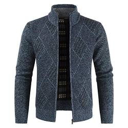 Herren Strickjacke, Grobstrick Jacke, Durchgehender Reißverschluss, Stehkragen, klassisch, Lange Ärmel von Sliktaa