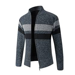 Herren Strickjacke Stehkragen Winterweste Langarmjacke von Sliktaa